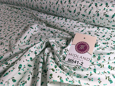 Small Floral Print on white soft polycotton dress Fabric 45' Wide M541 Mtex - Midland Textiles & Fabric