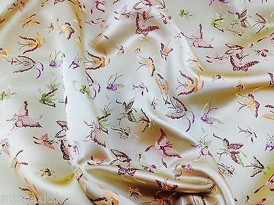 CHINESE ORIENTAL BUTTERFLY BROCADE SILKY SATIN DRESS FABRIC 44' wide Mtex M57 - Midland Textiles & Fabric