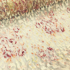 Floral rose print on soft peach lace 58" Mtex M186-4 - Midland Textiles & Fabric