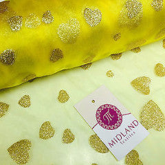 100% Polyester Organza, Flocked lurex heart design 58" wide width fabric M113 - Midland Textiles & Fabric