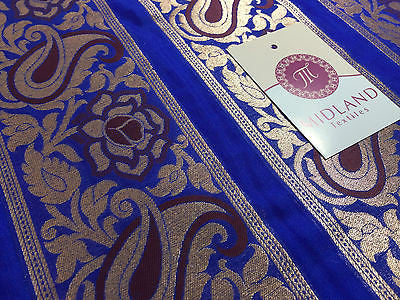 Pure Silk Indian Banarsi Floral Woven Golden Metallic Brocade 45' M260 Mtex - Midland Textiles & Fabric