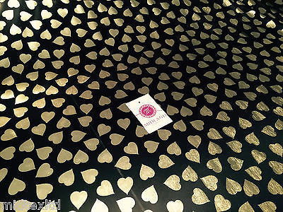 Gold Heart on black Computer Foil Printed Fabric Semi-transparent M7-2 Mtex - Midland Textiles & Fabric