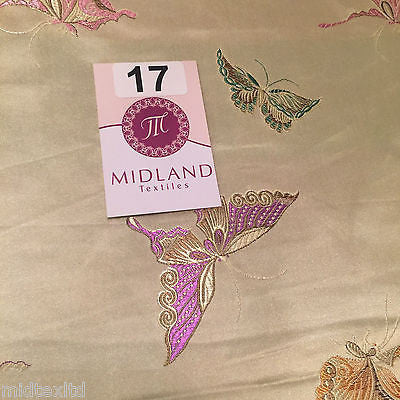 CHINESE ORIENTAL BUTTERFLY BROCADE SILKY SATIN DRESS FABRIC 44' wide Mtex M57 - Midland Textiles & Fabric