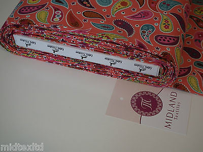 Paisley Print 100% Cotton Poplin Fabric, 45' Craft Cotton Wide M25 Mtex - Midland Textiles & Fabric