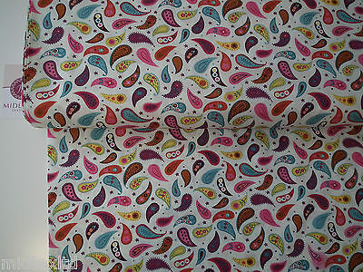 Paisley Print 100% Cotton Poplin Fabric, 45' Craft Cotton Wide M25 Mtex - Midland Textiles & Fabric