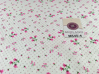 Floral vintage small dot print on white Polycotton fabric 45' Wide M540 Mtex - Midland Textiles & Fabric