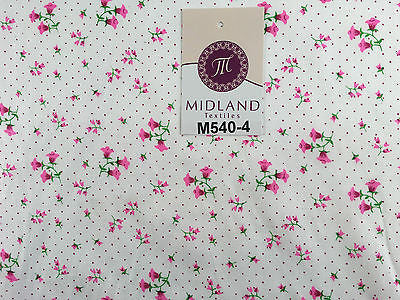 Floral vintage small dot print on white Polycotton fabric 45' Wide M540 Mtex - Midland Textiles & Fabric