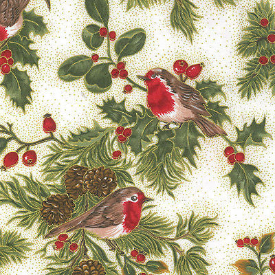 White Merry Christmas themed 100% Cotton Patchwork & Crafting Fabric 45' Mtex - Midland Textiles & Fabric