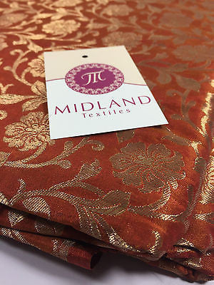 Pure Silk Indian Banarsi Floral Woven Golden Metallic Brocade 45' M260 Mtex - Midland Textiles & Fabric