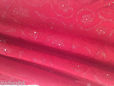 Vintage floral Uragiri scalloped edging dress fabric with clear stones M188 Mtex - Midland Textiles & Fabric