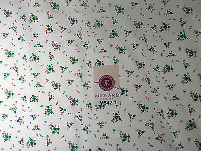 Ditsy Floral Printed on white Super Soft Polycotton Fabric 45