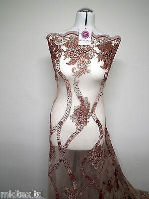 EMBROIDERY SCALLOPED FLORAL TULLE NET LACE BRIDAL DRESS FABRIC M231 - Midland Textiles & Fabric