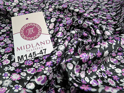 Floral Ditsy Printed Silky Smooth Satin Dress Fabric 58' Wide M145-46-47-48 - Midland Textiles & Fabric