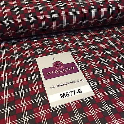 Wine Highland Scottish Tartan 100% Cotton craft and quilting Fabric 45