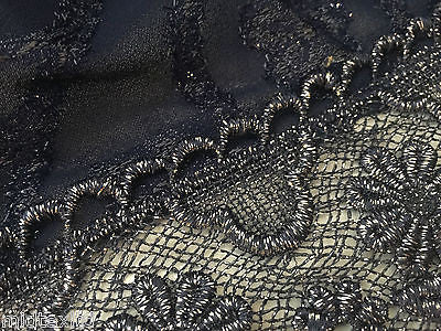 Vintage floral Uragiri scalloped edging dress fabric with clear stones M188 Mtex - Midland Textiles & Fabric