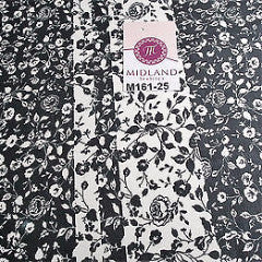 Black and white floral Vertical Striped Chiffon Fabric 44" wide M161-25 Mtex - Midland Textiles & Fabric