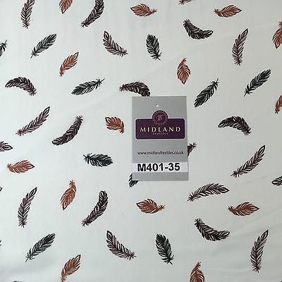 Pearl White feather printed light chiffon goergette Fabric 58" M401-35 Mtex - Midland Textiles & Fabric