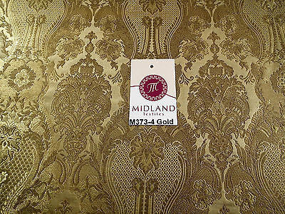 Indian Banarsi Gold Metallic Ornamental floral brocade fabric M373 Mtex 40' wide - Midland Textiles & Fabric