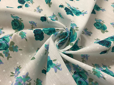 Vintage Floral Rose Spotted Print Poly Cotton Fabric 44' Wide M356 Mtex - Midland Textiles & Fabric