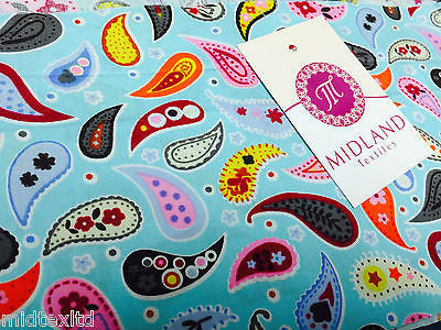 Paisley Print 100% Cotton Poplin Fabric, 45" Craft Cotton Wide M25 Mtex - Midland Textiles & Fabric