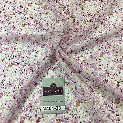 Pink floral Ditsy Crepe Chiffon High street Printed Fabric 58' M401-33 Mtex - Midland Textiles & Fabric