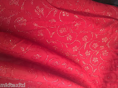 Vintage floral Uragiri scalloped edging dress fabric with clear stones M188 Mtex - Midland Textiles & Fabric