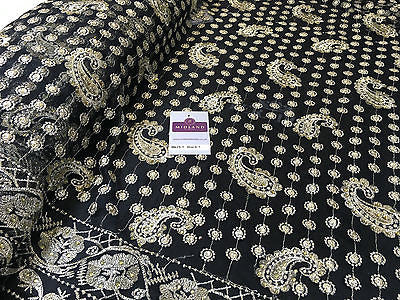 Metallic Embroided and Stone work lace mesh Dress Net Fabric 46' Wide M625 - Midland Textiles & Fabric