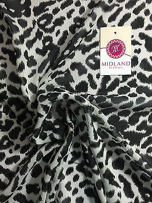White and Black animal leopard print semi transparent chiffon 44' M161-17 Mtex - Midland Textiles & Fabric