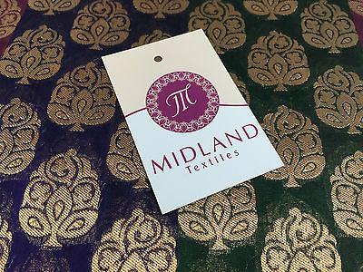 Pure Silk Indian Banarsi Floral Woven Golden Metallic Brocade 45' M260 Mtex - Midland Textiles & Fabric