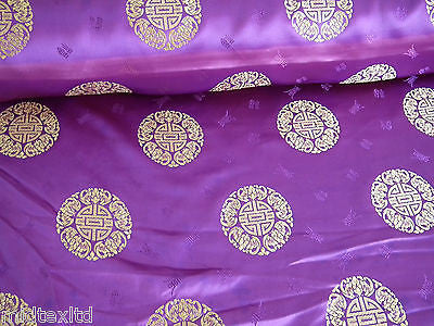 Chinese Fortune Medallion Print Silky Satin Fabric 45' Wide M59 - Midland Textiles & Fabric
