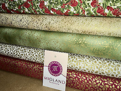 White Merry Christmas themed 100% Cotton Patchwork & Crafting Fabric 45' Mtex - Midland Textiles & Fabric