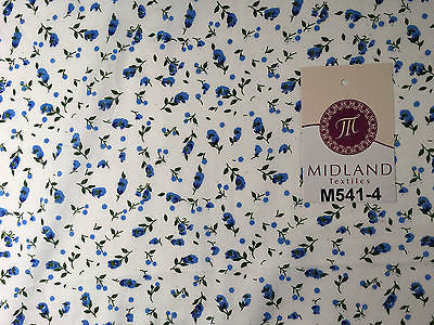 Small Floral Print on white soft polycotton dress Fabric 45' Wide M541 Mtex - Midland Textiles & Fabric