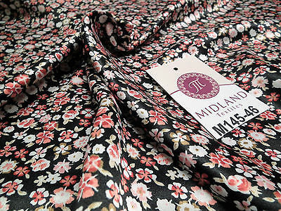 Floral Ditsy Printed Silky Smooth Satin Dress Fabric 58' Wide M145-46-47-48 - Midland Textiles & Fabric