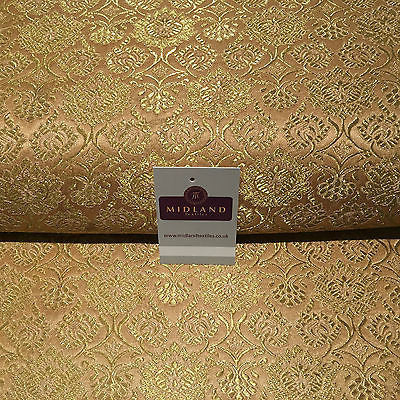 Indian Banarsi Gold Floral Faux Silk Brocade Fabric 44 ' M711 Mtex - Midland Textiles & Fabric