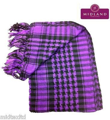 Cotton Checkered Arab Keffiyeh Shemagh Arafat Scarf Stole Neck Wrap M14 Mtex - Midland Textiles & Fabric