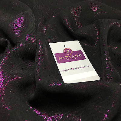 Black Floral Crinkle foggy foil chiffon printed dance fabric 44' M694 Mtex - Midland Textiles & Fabric
