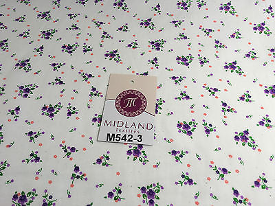 Ditsy Floral Printed on white Super Soft Polycotton Fabric 45