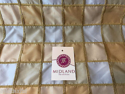 Blue and gold Patchwork taffeta with gold corded thread ideal for cushions M85 - Midland Textiles & Fabric