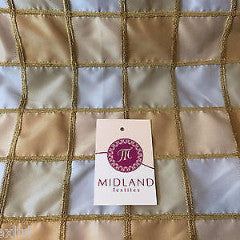 Blue and gold Patchwork taffeta with gold corded thread ideal for cushions M85 - Midland Textiles & Fabric