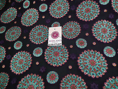 Burnout Satin Chiffon Mandalas Printed Dress Fabric 58' M115 Mtex - Midland Textiles & Fabric