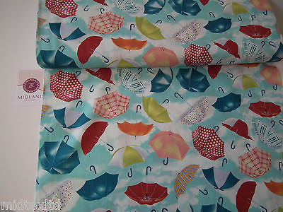 Umbrella Print 100% Cotton Poplin Fabric, 45' Wide. Craft Cotton M26 Mtex - Midland Textiles & Fabric
