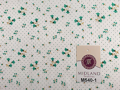 Floral vintage small dot print on white Polycotton fabric 45' Wide M540 Mtex - Midland Textiles & Fabric