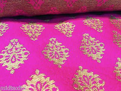 Indian Gold paisley flower banarsi metallic brocade fabric 44' M390 Mtex - Midland Textiles & Fabric