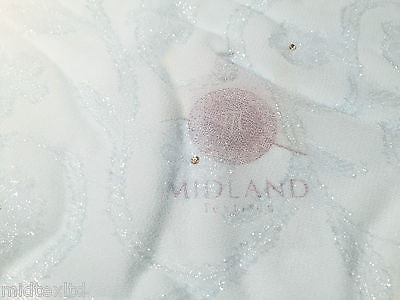 Vintage floral Uragiri scalloped edging dress fabric with clear stones M188 Mtex - Midland Textiles & Fabric