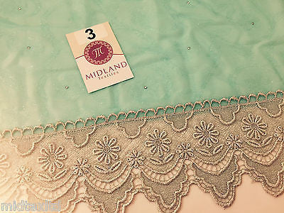 Vintage floral Uragiri scalloped edging dress fabric with clear stones M188 Mtex - Midland Textiles & Fabric