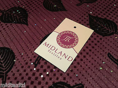 Leaf Print Spandex Velvet Sequinned - 2 way stretch Fabric-58" M16-16 Mtex - Midland Textiles & Fabric