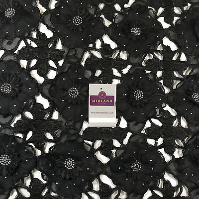 3d Floral chiffon applique embroidery dress wedding fabric 55" Wide  M716 Mtex - Midland Textiles & Fabric