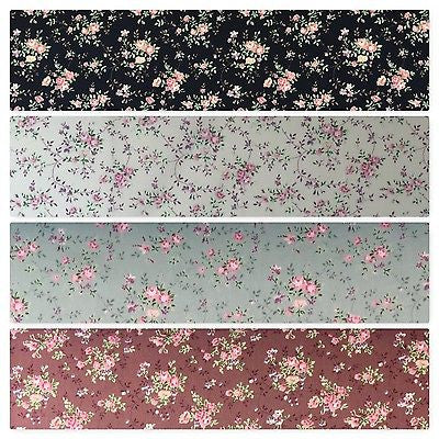 Floral Vintage shabby chic rose 100% Cotton Poplin Craft Fabric 58" M684 - Midland Textiles & Fabric