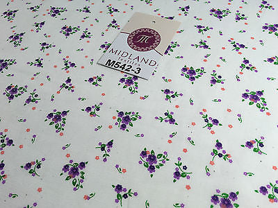 Ditsy Floral Printed on white Super Soft Polycotton Fabric 45