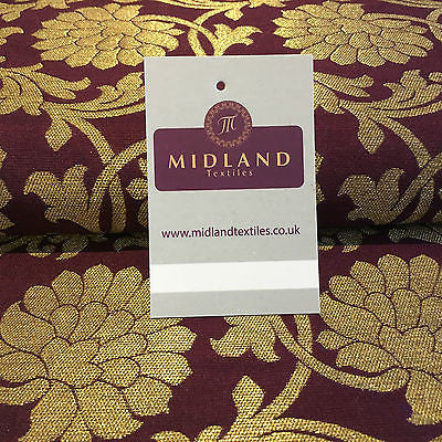 Indian Floral gold metallic banarsi faux silk Brocade fabric 44' M710 Mtex - Midland Textiles & Fabric